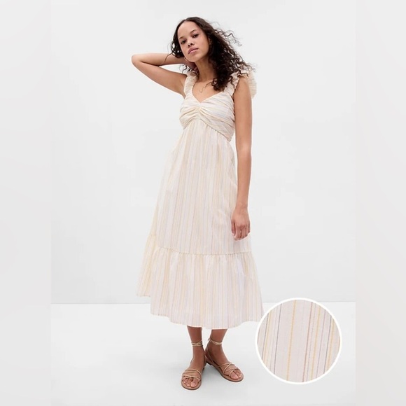 Gap ruched tiered midi dress XL - Picture 1 of 9